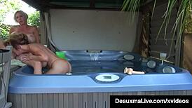 deauxma in bikini says, let's have sex in the jacuzzi