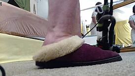 vacuuming in slippers with no panties on, quite a sight!