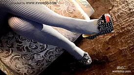 Feet Dangling And Teasing In Grey Pantyhose!