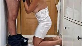 Yo dude, spread my load on your boobs after that blowjob!