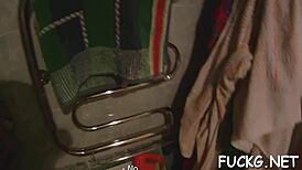 The guy in glasses passionately bangs the alluring slut, evoking intense emotions in this rough group scene.