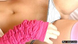 Striped Panties Solo Brunette Masturbates Pussy in HD 1080p Quality