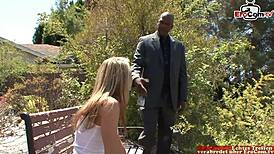 Petite blonde teen craves interracial sex with massive black cock