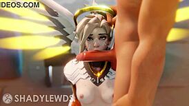 Mercy's Mouth! She Uses It For Fucking In This Hentai Game!