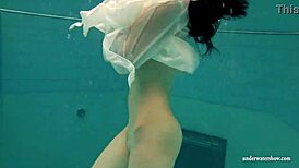 hungarian teen petra feels emotional getting nude in pool for you