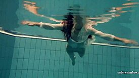 hungarian teen petra feels emotional getting nude in pool for you