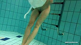 hungarian teen petra feels emotional getting nude in pool for you