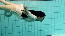 hungarian teen petra feels emotional getting nude in pool for you