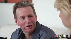 Blonde teen Samantha Rone drilled hard on sofa