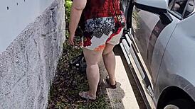 caught stranger watching while vacuuming vehicle