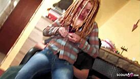 skinny ginger punk teen nataly divine with dreadlocks gets picked up and banged hard! 😍