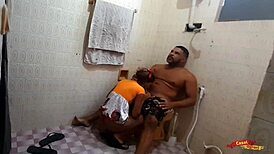 caught my teen stepdaughter touching herself in bathroom, ended up taking her tight ass