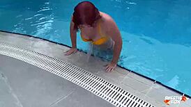 Redhead hard fucked with deep blowjob in hotel