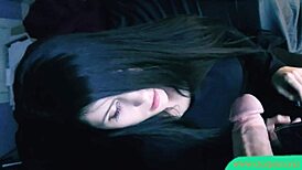 did the guy cum on her face after blowjob?