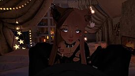 wow, this submissive babe is getting a rough deepthroat blowjob in vr, so hardcore! 😈