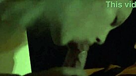 Risky wife sucks huge cock in bar parking lot. She walks off with cum on face.