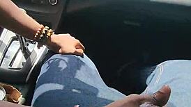 Sucking Sweaty Big Cock in Car on Hot Day with Rimjob