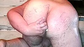 Painted Lips Gay Man Shoves Butter Pack Up His Ass. Russian Intensity Hits Hard!