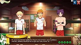 in the game friends camp, natsumi got a juicy blowjob from her twink friend with russian voice