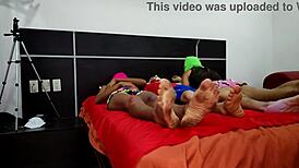 brunette fucks stepsister's husband in homemade interracial trio 😍