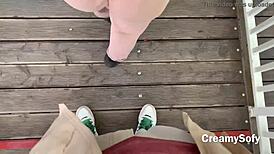 Swallowing cum during public ferris wheel sex