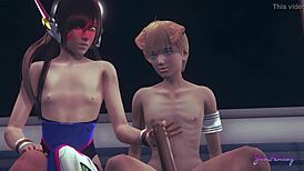 Yo, check this Overwatch yaoi femboy D.Va giving epic handjob and blowjob action! 😜