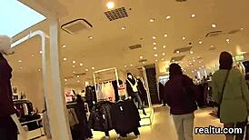 Czech teen seduced in shop, clothes ripped for POV pounding