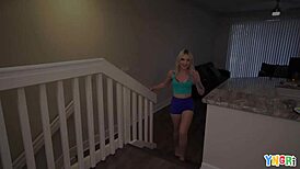 Petite blonde Britt Blair gets fingered, sucked, and ridden during Twister game