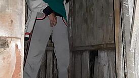 Caught Neighbor Masturbating in Street Toilet and Joined for Lesbian Fun