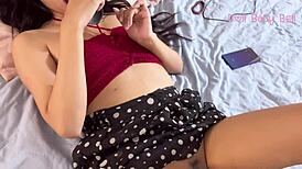 I spy on roomie masturbating, she asks for help