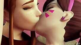 animated 3d cartoon kissing scene