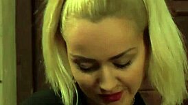 European blonde mistress chains and humiliates bound lesbian with big tits during fingering orgasm