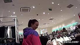 Czech teen seduced in shop, clothes ripped for POV pounding