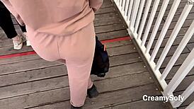 Swallowing cum during public ferris wheel sex