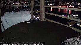 Hot teen babe fucks pumpkin on sofa