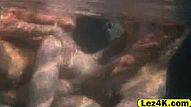 i watch gorgeous lesbians tease and kiss in pool, makin love underwater