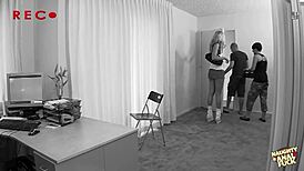 Blonde milf deepthroats mature guy then rides big cock hard in studio