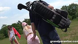 Cindy Shine stumbled upon an old couple at the golf course. She ended up fucking them in a wild threesome.