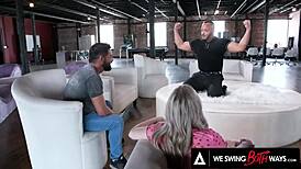 We Swing Both Ways - Horny Kaiia Eve & Her Husband Convince A Salesman To Strip & Hard Sandwich Fuck