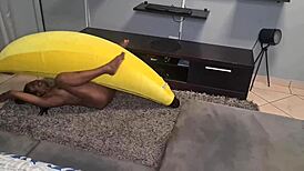 Tattooed Desi Slut Humps Big Banana in Close-Ups!