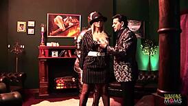 blonde girls with big tits take turns riding and sucking hard cock