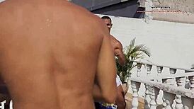 me and my partner had fun with the naughty one at the pool party