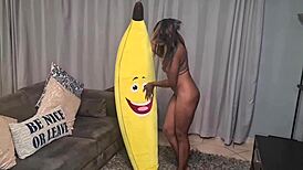 Tattooed Desi Slut Humps Big Banana in Close-Ups!