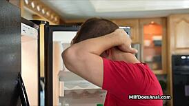 Busty Latina housewife in lingerie gives blowjob, fingering, and anal to cheer him up