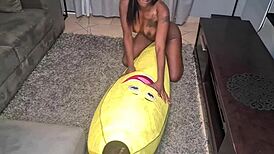 Tattooed Desi Slut Humps Big Banana in Close-Ups!