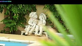 cute teen ayline brown gets fingered by pool guy