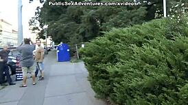 Brunette Exposes Tits Body Public Street Fucking