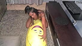 Tattooed Desi Slut Humps Big Banana in Close-Ups!