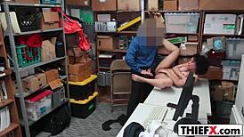 guilty sultry cutie burglar punished with hardcore blowjob in garage