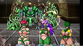 Pretty hentai girl bound in handcuffs for orgasm